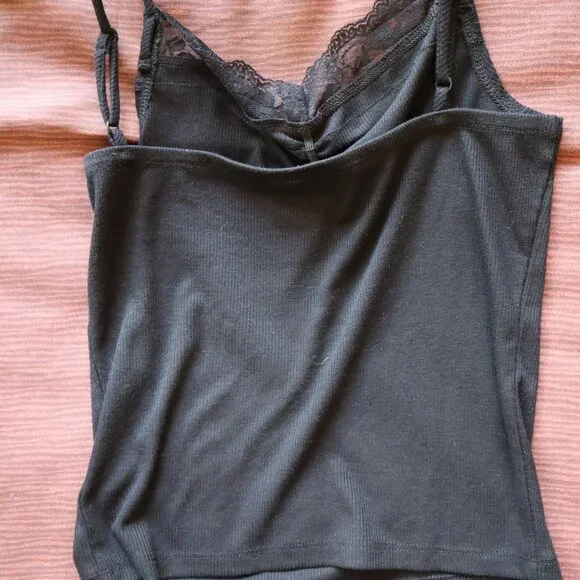 <👽 3/20$>SELF ESTEEM Black crop top laced size M - Picture 5 of 5